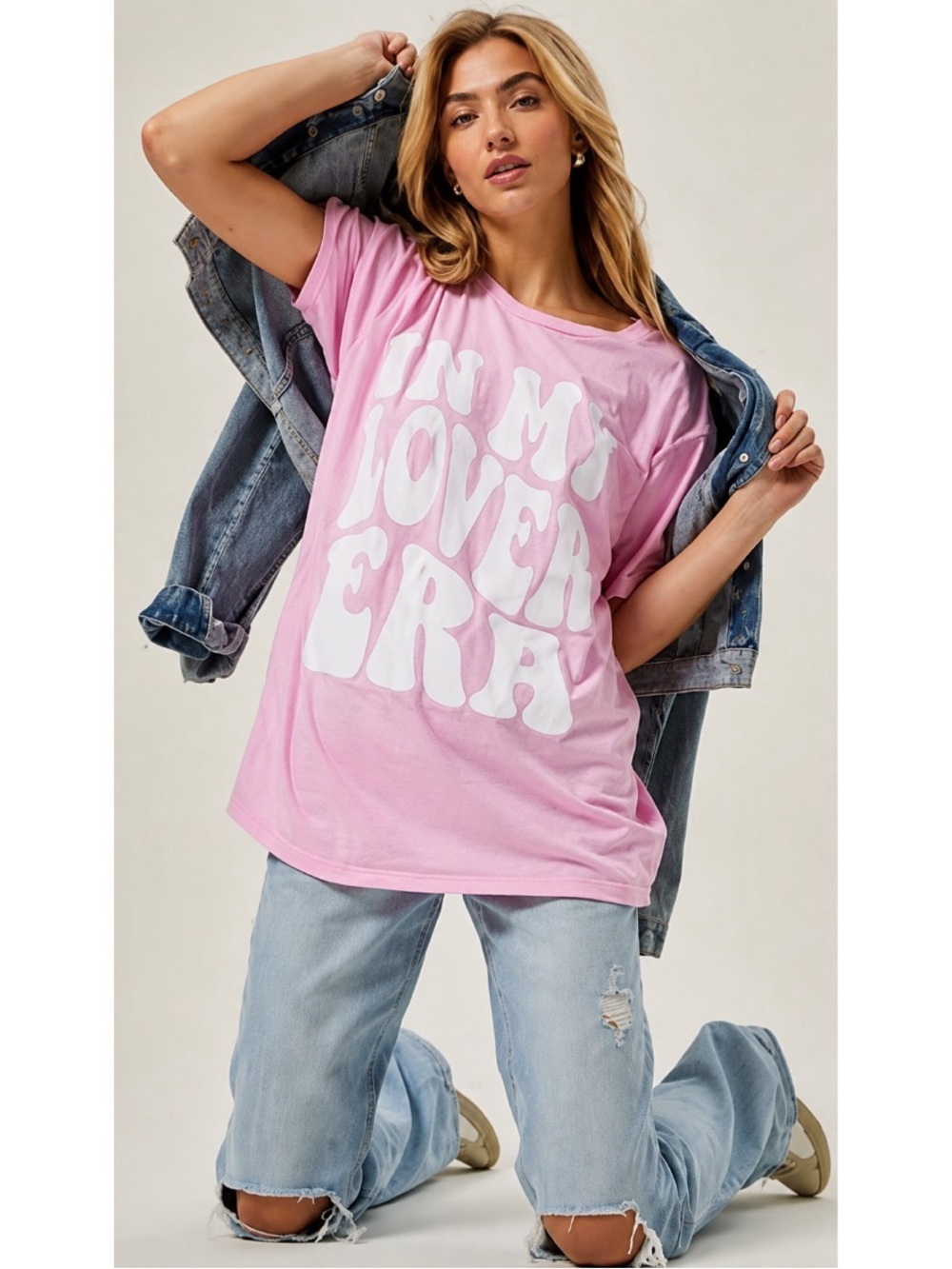 Altar’d State Pink graphic T-shirt featuring a soft,light-pink color IN YOUR ERA